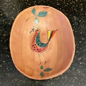 Vintage Clay Bowl Hand Painted Italy VGUC